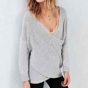 Kimchi Blue Sunny Surplice Sweater - Gray